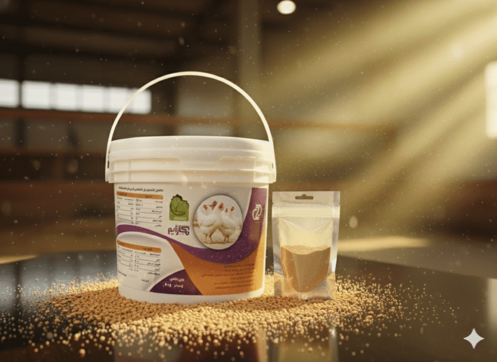 سطل مگازایم در کنار پودر مگازایم زیر هاله آفتاب