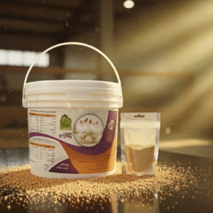 سطل مگازایم در کنار پودر مگازایم زیر هاله آفتاب