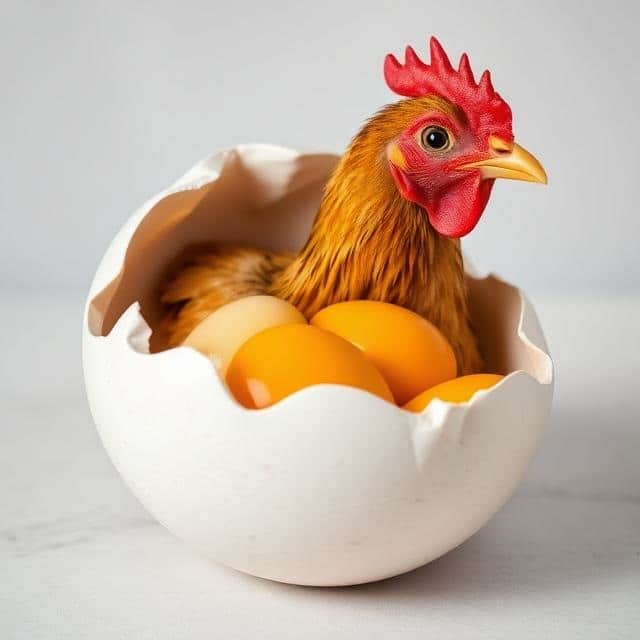 مرغ گوشتی درون پوسته تخم مرغ با زرده