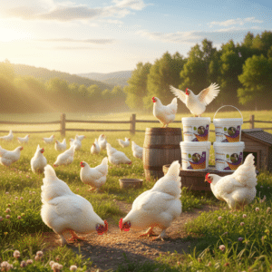 مگازایم در کنار مرغ گوشتی در طبیعت